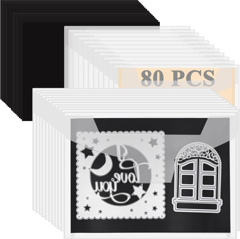 Unarty 80 PCS Die Cut Storage Envelopes and Magnet, 0.5mm Thickness Magnetic Sheets for Die Storage, 5.5 x 7.5 Inch Die Storage Envelopes, Magnetic Die Storage, Stamp and Die Storage Pockets - Image 1